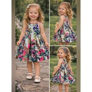 Pippa & Julie Floral Dress Set Baby | Pink Trim Bloomers Outfit